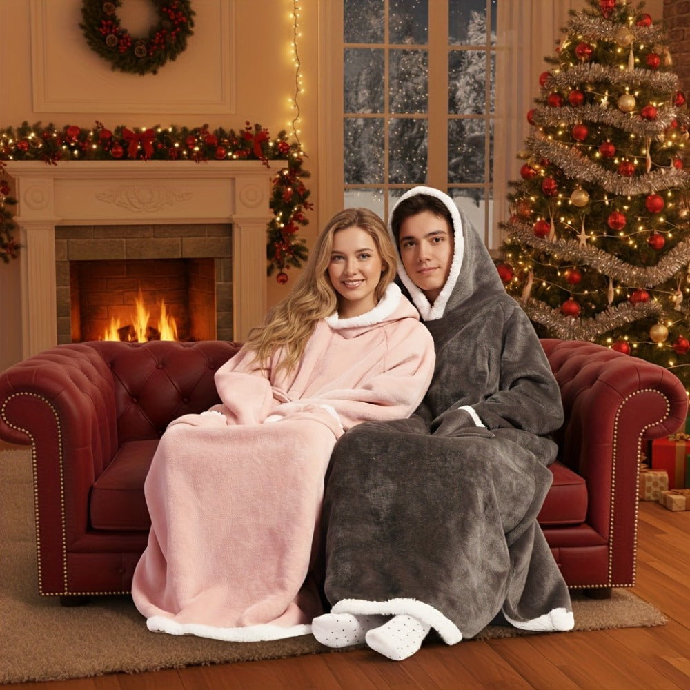 Wearable Blanket Hoodie - Oversized Extra-Long Ultra-Soft Acrylic Hooded Blanket for Adults, Warm Cozy TV Watching Winter Gift for Christmas Valentine's Day - product image 12