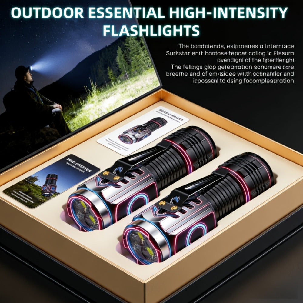 Handheld Flashlight 2 Pack Rechargeable LED | Ultra-Bright Multi-Mode Working Lamp Long Distance | ABS Portable Torch for Camping Hiking Emergency Home Outdoor Use - product image 2