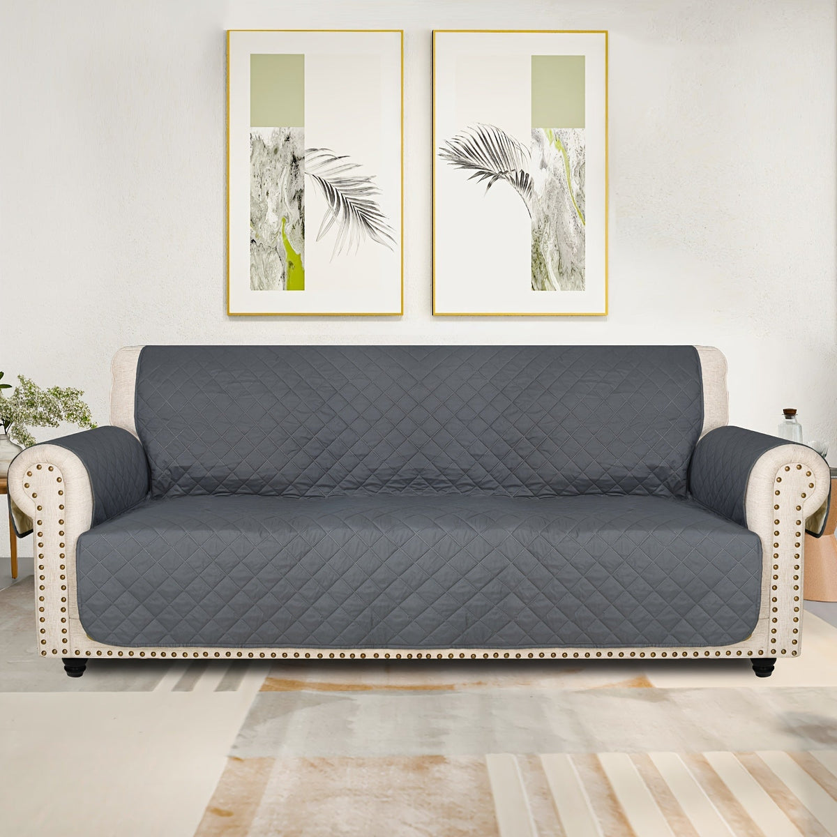 Sofa Slipcover 5-Layer Quilted Thick Sofa Cover Protector Elastic Strap Non-Slip Washable Pet Friendly Universal Fit 3 4 Seater Couch Cover for Living Room - 10 Colors - product image 44