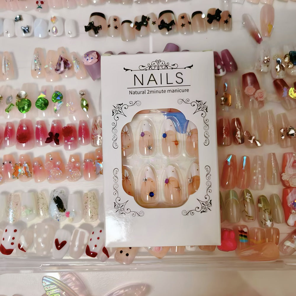Press On Nails 96 Pieces - Long Fake Nails Random Assorted Designs | Full Cover False Nails for Daily Wear & Holiday, Mix Style Glossy Nail Set for Women Girls, Available in 1 Pack - product image 2