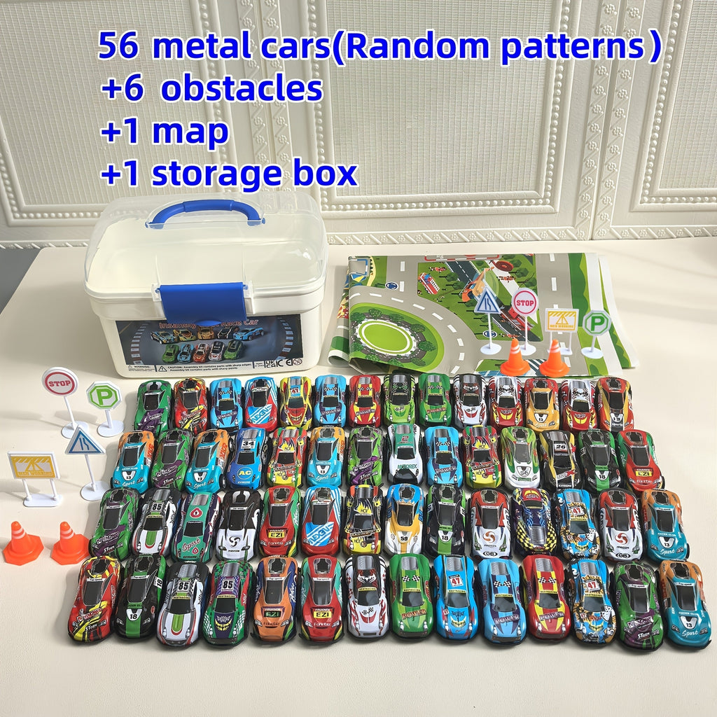 56 Mini Die-Cast Vehicles for Kids Boys Girls Ages 3+, Party Favors Birthday Christmas Gift – 64 Pcs Pull Back Toy Car Set with City Map, Traffic Signs - product image 11