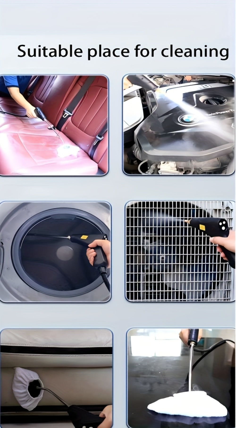 High Temperature Steam Cleaner Handheld Carpet Cleaner High Pressure for Kitchen Grease Sofa Air Conditioner Washing Machine Tile Grout Easy Carry Home Use - product image 20