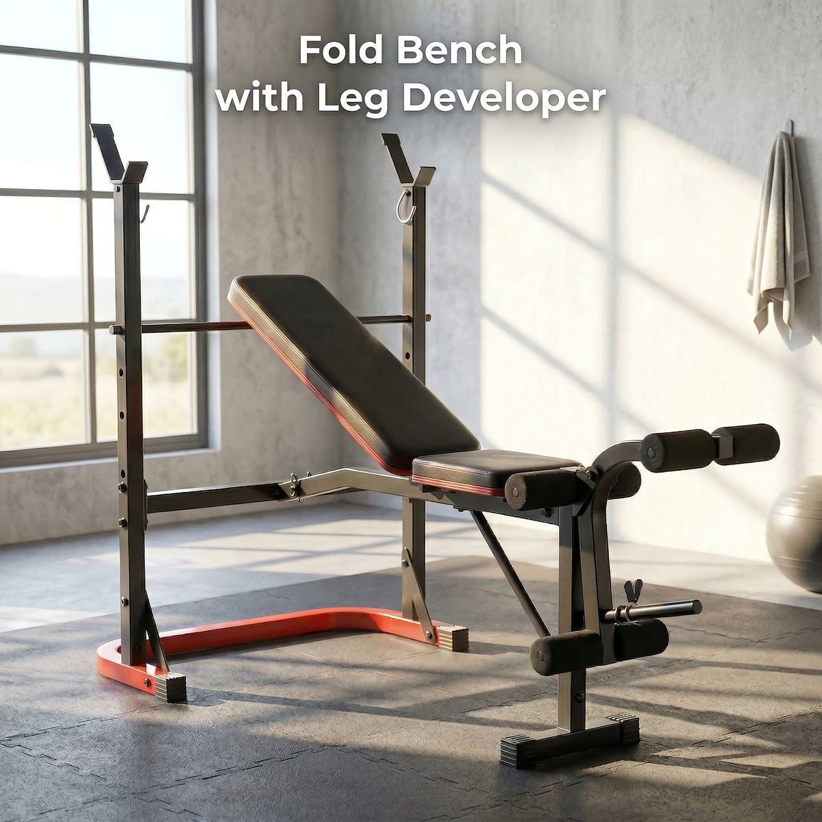 Adjustable Weight Bench Set – 3-Second Fast Fold, Full Body Strength Training for Press, Curl & Squat Exercises – Collapsible Home Gym Workout Bench with Squat Rack, Leg Developer & Preacher Curl Pad