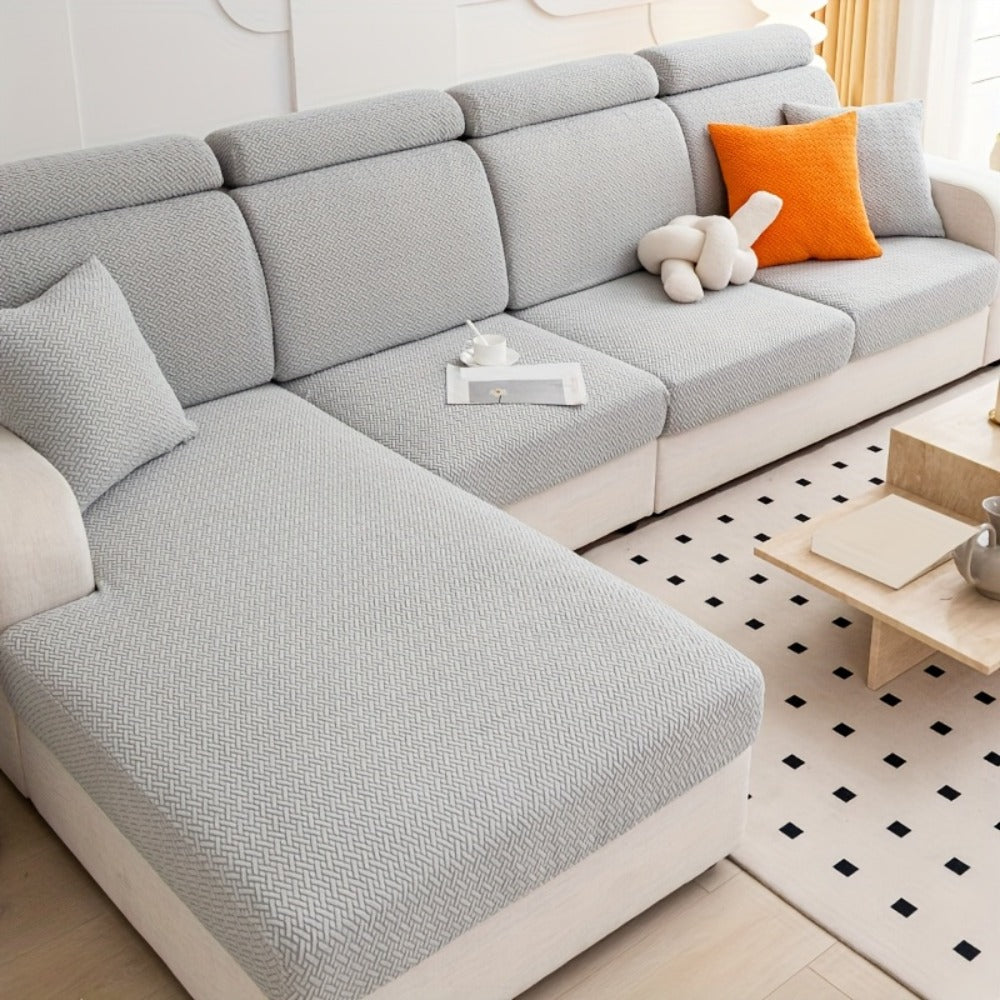 Jacquard Stretch Sofa Cover Non-Slip | Elastic Wear-Resistant Couch Slipcover, Polyester Jacquard Fabric, 1 to 4 Seat Sectional L-Shape, Armrest Backrest, Machine Washable - product image 4