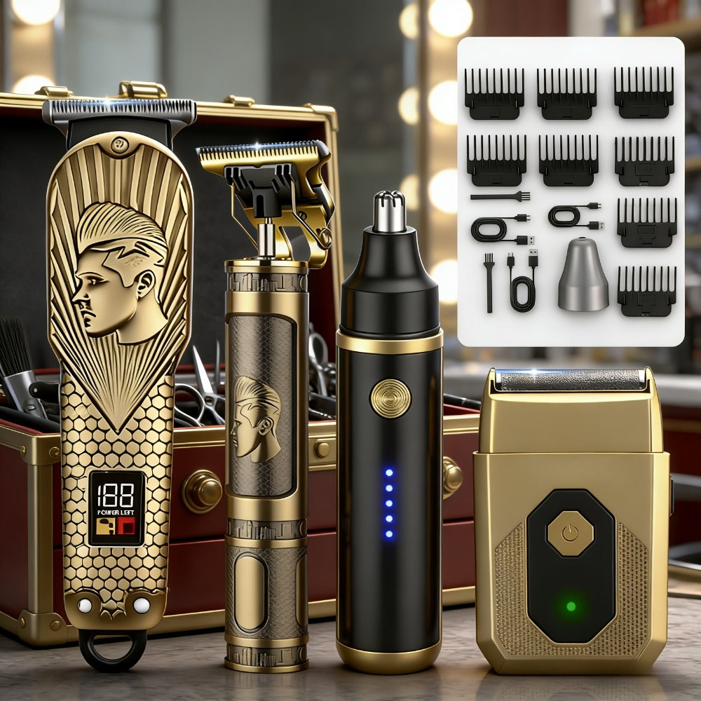 Hair Clipper & Trimmer Set 4-Piece for Men — Professional Barber Kit with Nose Trimmer, Detail Trimmer, Guide Comb, LED Display & USB Rechargeable, Home & Travel Grooming Gift - product image 7
