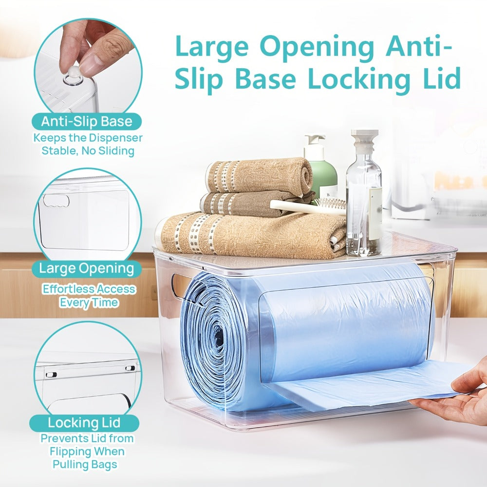 Trash Bag Dispenser 2 Pack – Clear Stackable Garbage Bag Holder for 13/30/33 Gallon Bags, Under Sink Organizer, Locking Lid, Anti-Slip, Kitchen Pantry Laundry Room Cabinet Storage - product image 6