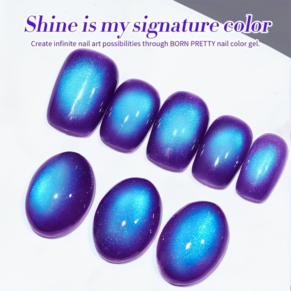 Cat Eye Magnetic Gel Nail Polish 10ml - Blueberry Glitter Purple Blue Glass Bead Sparkling Effect, UV LED Semi-Permanent Gel Varnish with Magnetic Stick, DIY Salon Nail Art - product image 7