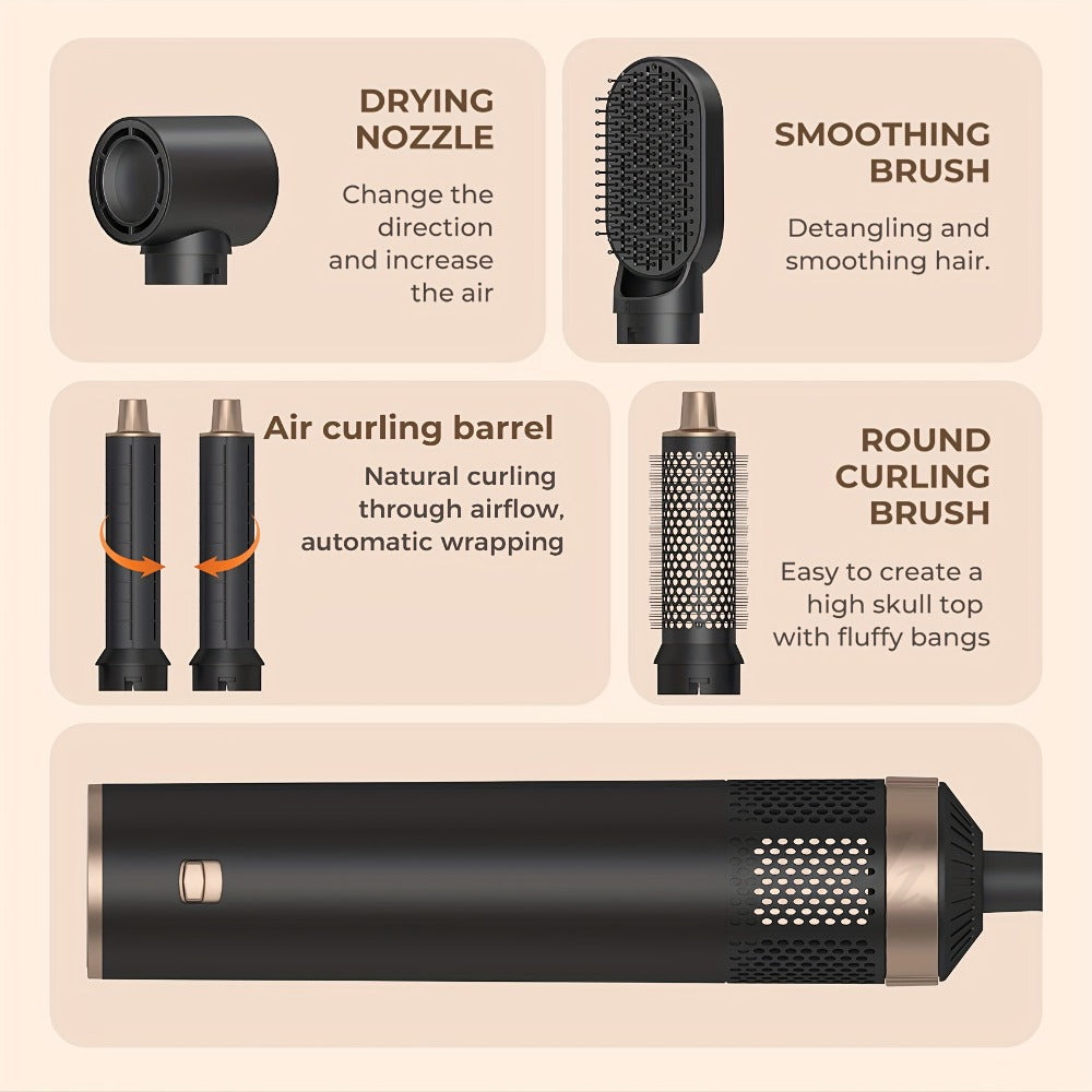 Hot Air Brush 5-in-1 Hair Dryer Brush with Round Barrel — Blow Dry, Curl, Straighten & Add Volume, 3 Heat Settings, One Step Hair Styler for All Hair Types, Salon Blowout at Home - product image 6