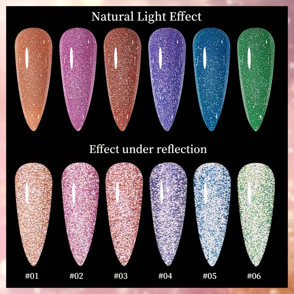 Glitter Gel Nail Polish Set 6pcs Crushed Starlight Sparkling Rhinestone Soak-Off UV LED 0.51oz Each – Photo Frame & Candy Styles Seasonal Nail Art Kit for Women, Salon & Home Manic - product image 3