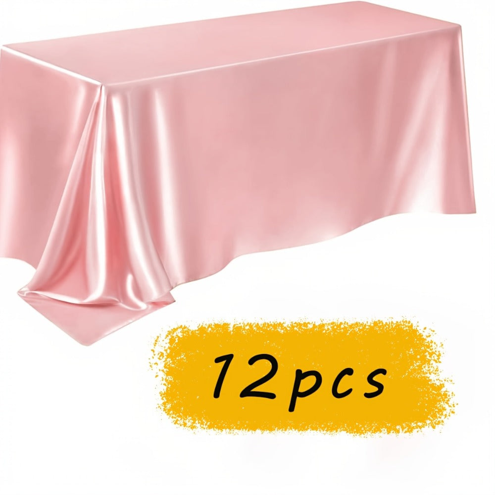 Satin Tablecloth 12pcs 57"x102" Rectangular Silky Smooth Fabric Table Cover for Wedding Banquet Birthday Party Holiday Event - product image 15