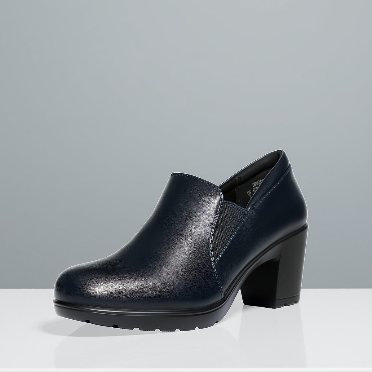 Women's Low Chunky Block Heel Slip-On Pumps - Round Toe Dress Loafers with Cushioned TPR Sole, Low Block Heels Suitable for Office, Business, Casual Wear
