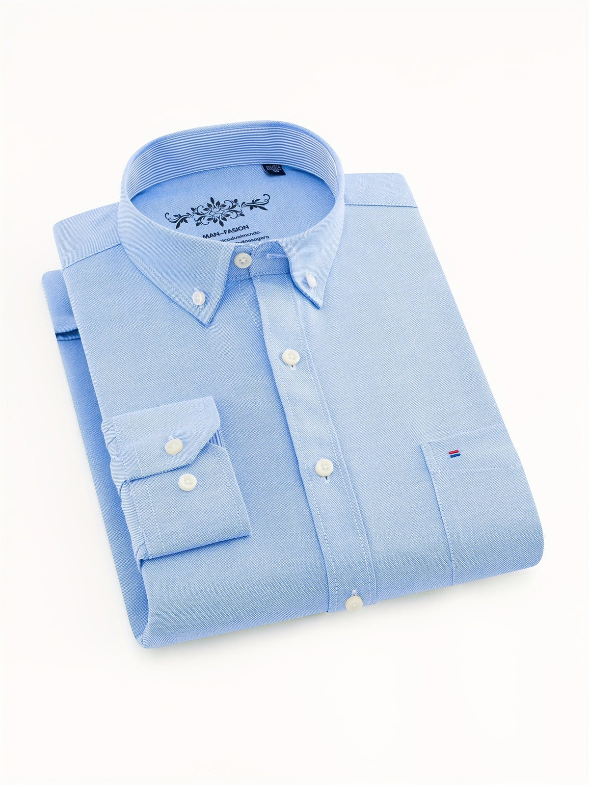 Men's Cotton Blend Dress Shirt, Casual Lapel Collar, Non-Stretch Solid Color, Regular Long Sleeve, Single Breasted Placket, Regular Fit, for Spring/Fall - product image 6