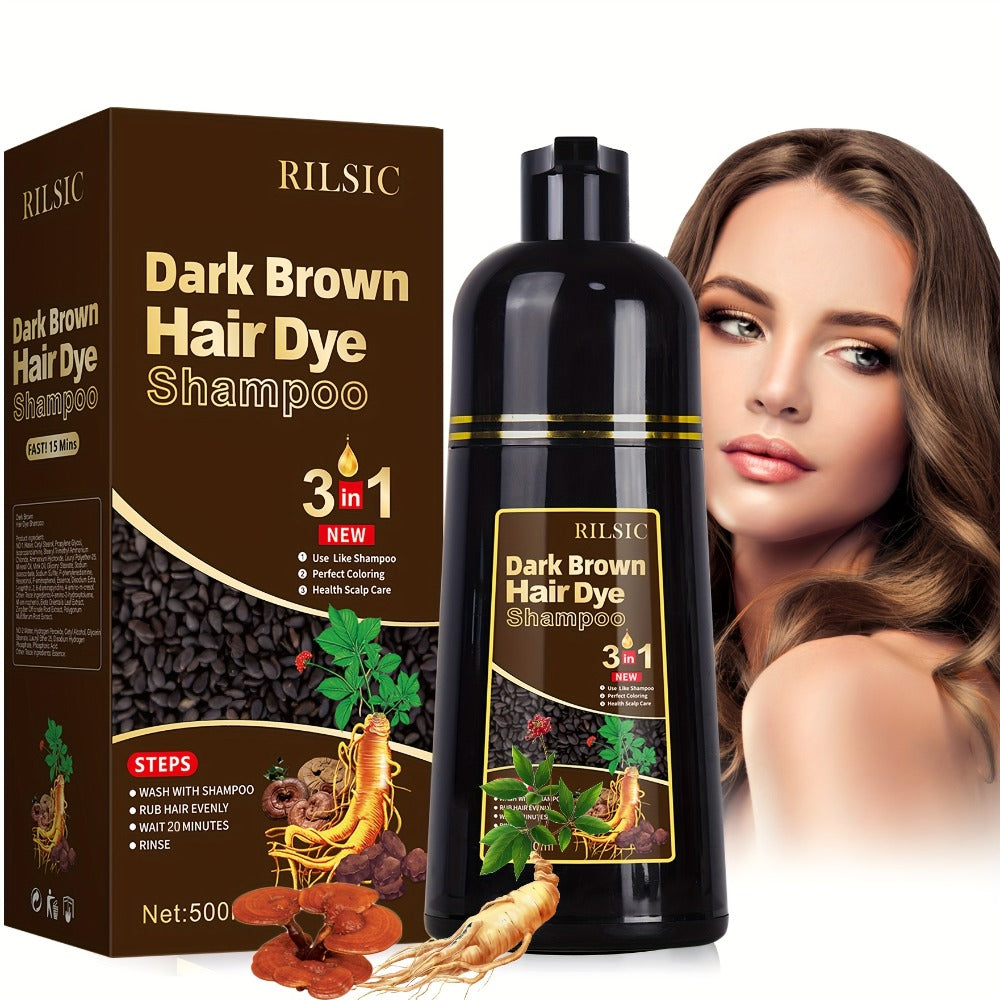 RILSIC 3-in-1 Gray Hair Color Shampoo with Plant Squalene — 100% Gray Coverage Wash & Condition Instant Results, No Mix No Ammonia, 16.91oz / 500ml for Women & Men All Hair Types - product image 12