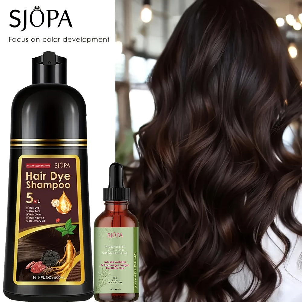 Hair Color Shampoo 5-in-1 Instant Gray Coverage Color Dyeing Conditioner 16.9oz – SJOPA No Ammonia Safe Natural Formula 12 Shades Unisex Men Women - product image 11