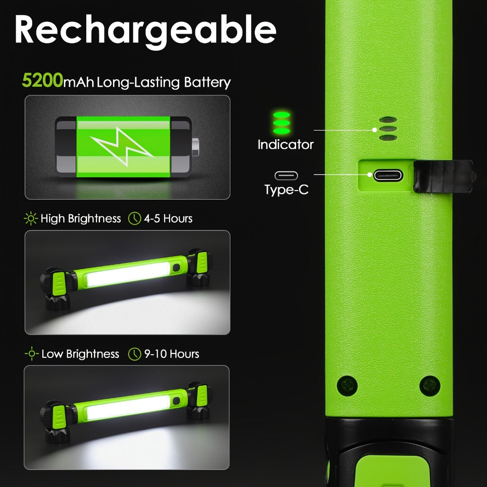 LED Work Light 2500LM Rechargeable Magnetic Underhood Inspection Light with 5200mAh Battery & Hooks – Cordless Portable Work Lamp for Mechanics, Car Garage, Workshop & Emergency Us - product image 4