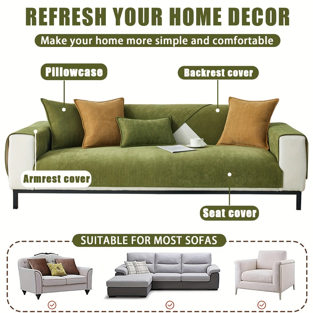 Chenille Ribbed Sofa Cover - Pet Friendly Non-Slip Machine Washable Soft Stretch Slipcover for 1-4 Seater Sectional Sofa Living Room Bedroom Office, 9 Colors - product image 4