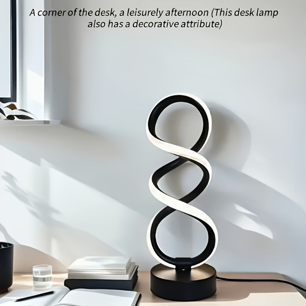 Spiral LED Table Lamp, Dimmable Push Button Control Desk Light for Bedroom Living Room Office, Modern Metal Base Indoor Accent Lamp, Unique Spiral Design Home Decor Gift for Christ - product image 11