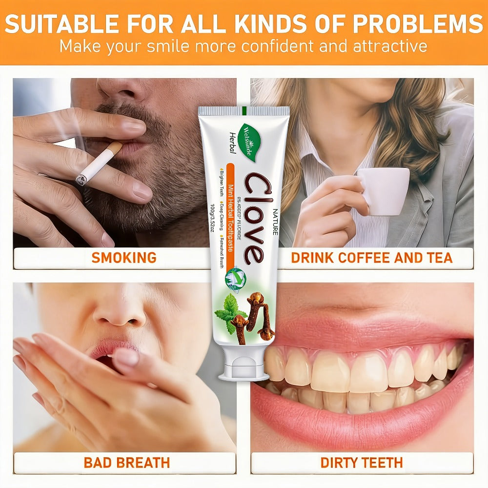 Herbal Toothpaste with Clove & Mint – Fluoride Free Deep Cleaning Whitening Toothpaste for Sensitive Gums, Natural Breath Freshener with Herbal Extracts, Daily & Travel Oral Care f - product image 8