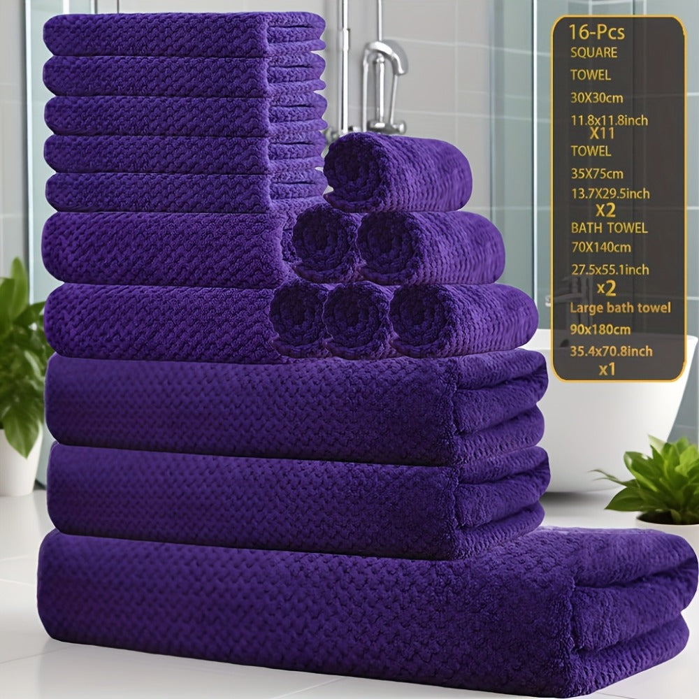 Coral Fleece Bath Towel Set 16 Piece 300GSM - Extra Large Bath Towel Washcloths Square Towels Soft Absorbent Quick Dry | 11 Colors | Hotel Home Travel Spa Gift Complete Bathroom To - product image 2