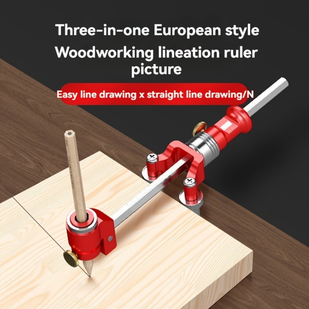 Marking Ruler 3-in-1 Multifunctional Woodworking Layout Tool Metric Imperial Straight Line Parallel Arc Height Marking for DIY Carpentry Handicraft Projects - product image 8