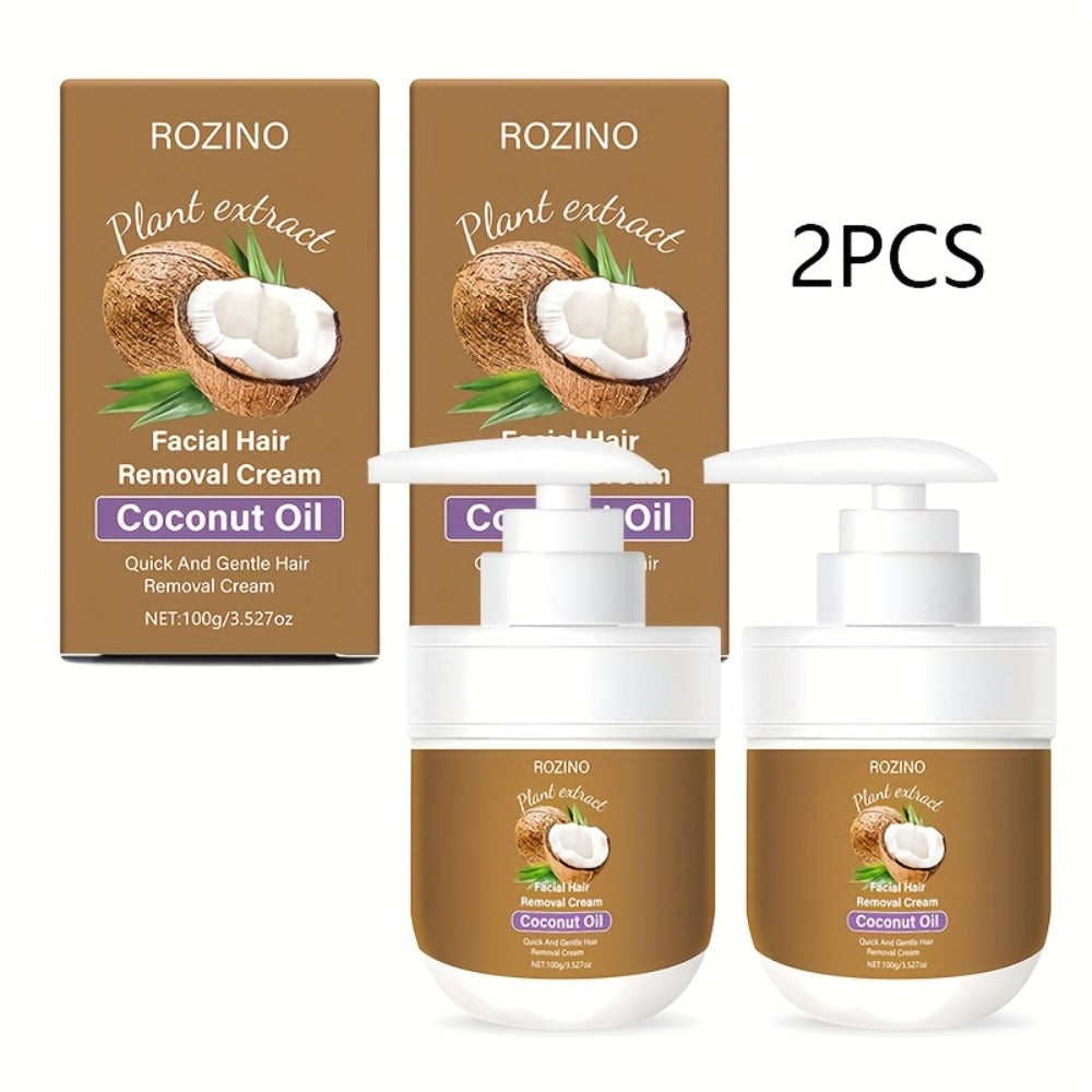Coconut Oil Hair Removal Cream 2-Pack Gentle Depilatory for Women & Men — Natural Ingredients Deeply Hydrating Minimizes Irritation, Smooth Skin for Face Legs Arms Body, At-Home Pa - product image 3