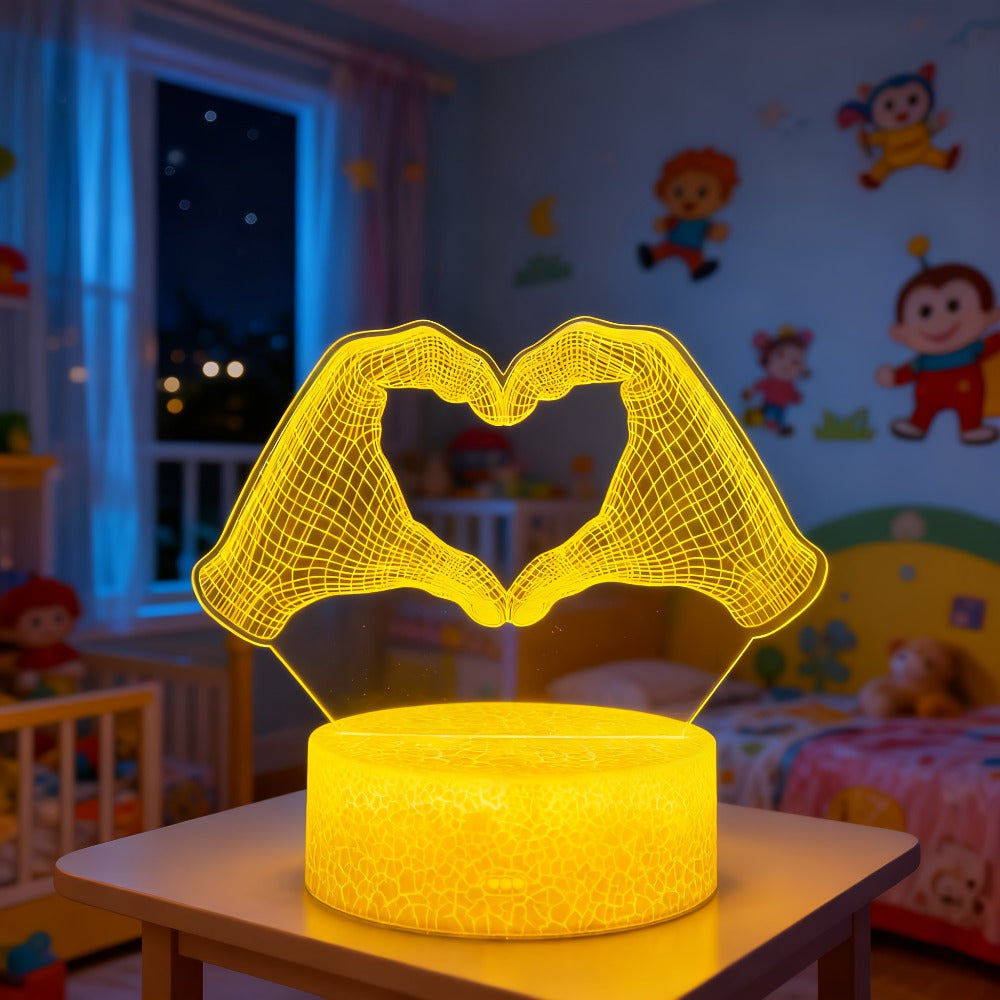 3D Heart Hands LED Night Light 16 Color Changing Optical Illusion Lamp Touch Remote Control Dimmable Bedside Table Lamp for Bedroom Valentine Gift Birthday Housewarming - product image 10
