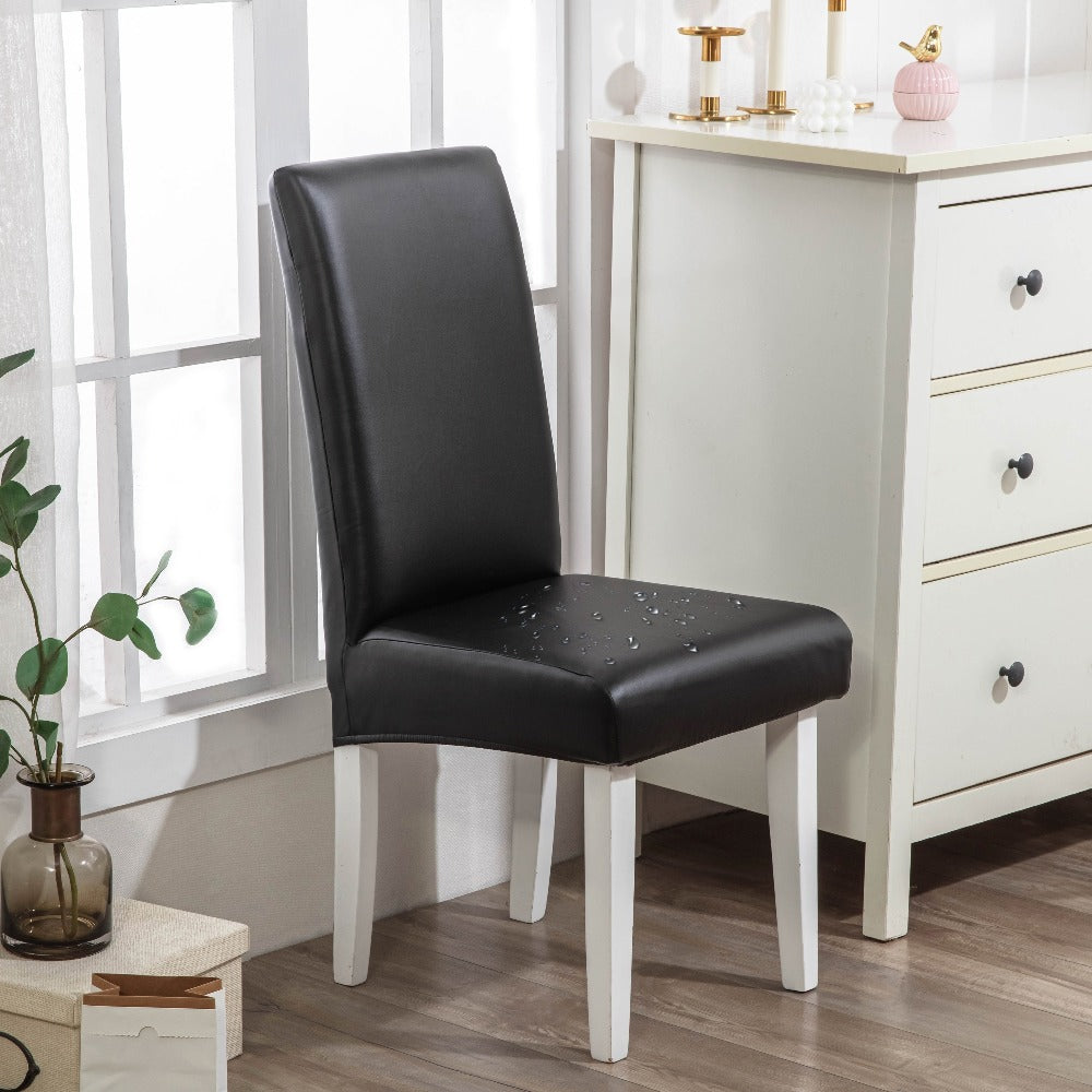 Dining Chair Covers Set of 4 6 Waterproof PU Leather Stretch Slipcover Oil Proof Universal Fit Chair Protector for Dining Room Kitchen Hotel Home Decor - 9 Colors - product image 8