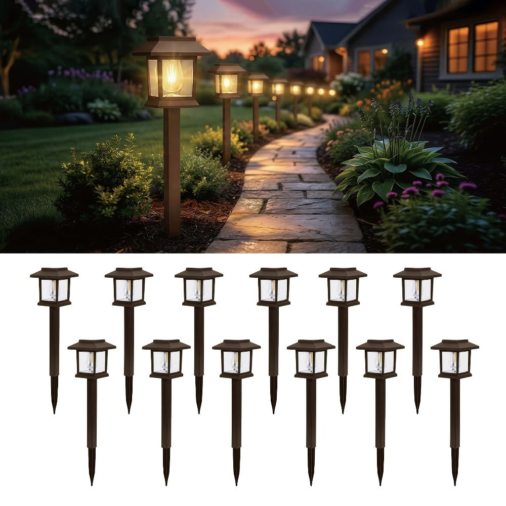 Solar Pathway Lights Outdoor Edison Style LED – Up to 12 Hours Auto On/Off IP44 Waterproof | Warm White Solar Garden Lights for Yard, Driveway & Walkway | Black & Brown Upgraded St - product image 12