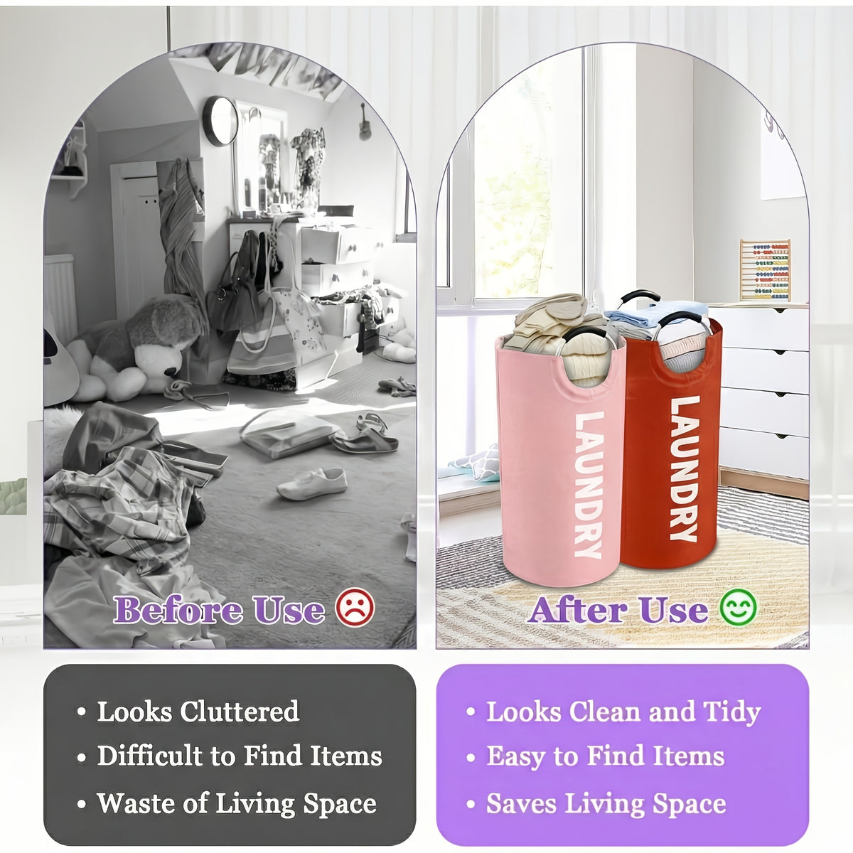 2pcs Large Laundry Basket | Foldable, Elevated, High Quality With Half Ring Handle Design | Brand: Moonrise - product image 10