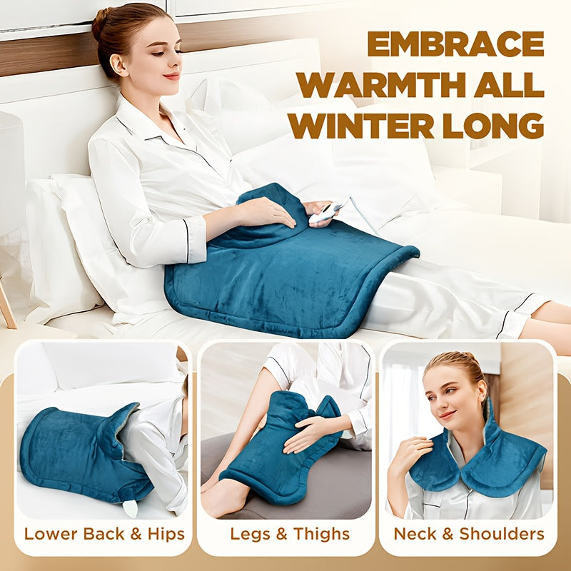 Graphene Heating Pad For Neck Shoulders Back, 3lb Weighted Electric Pad, Deep Heat With Precise Heating & Soft Flannel, 6 Heat Settings, 4 Timer Options, Auto Shut-Off, Machine Washable, 22"x18"