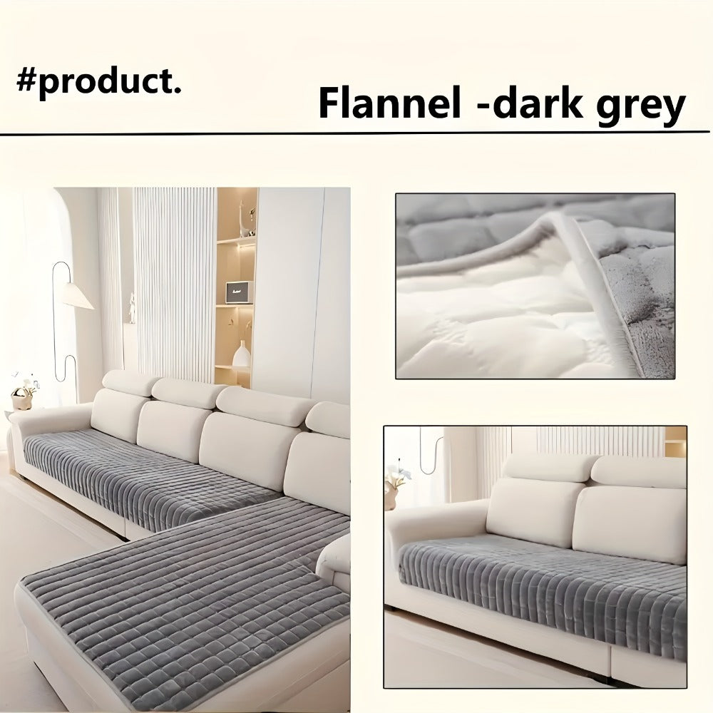 Quilted Flannel Velvet Sofa Cover 2pcs Set | Luxurious Jacquard Couch Cover, Soft Furniture Protector, Pet Friendly Machine Washable, All Season, Living Room Bedroom Office - product image 17