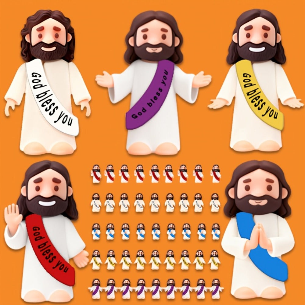 Colorful Bulk Religious Statues 5 Colors, Baptism Favors Sunday School Gifts Christian Party Favor Home Decor Vase Filler | Mini Jesus Figurines for Halloween Trunk-or-Treat 50/100/150pcs