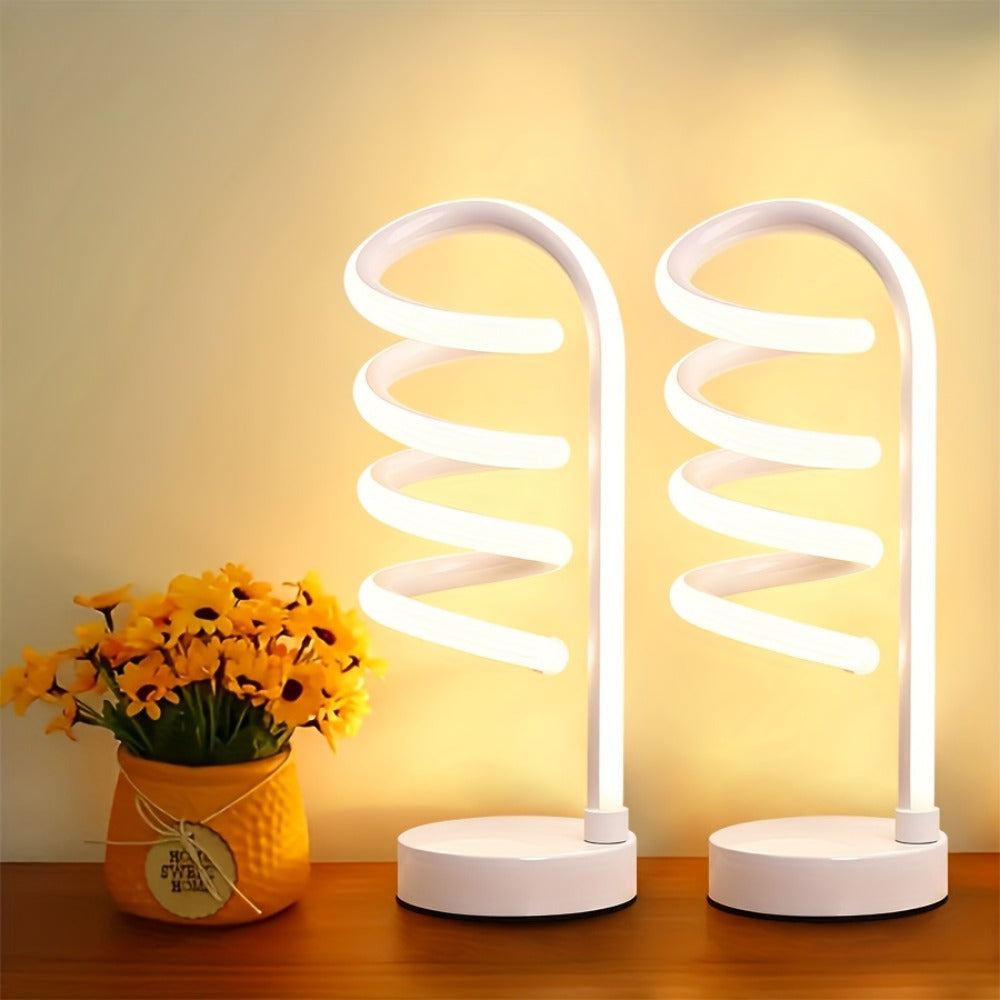Dimmable Spiral Table Lamp with Touch Control & USB-C Charging Port, 3-Way Brightness Bedside Nightstand Lamp, Modern Minimalist LED Desk Lamp for Bedroom Living Room, Black & Whit - product image 20