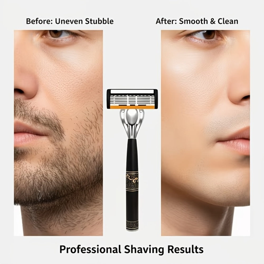 Shaving Kit for Men – 2 Handles & 72 Replacement Blades, Six-Layer Blade System Luxury Razor Set for Beard & Mustache Grooming, Ergonomic Design, Perfect Christmas & Valentine's Da - product image 9