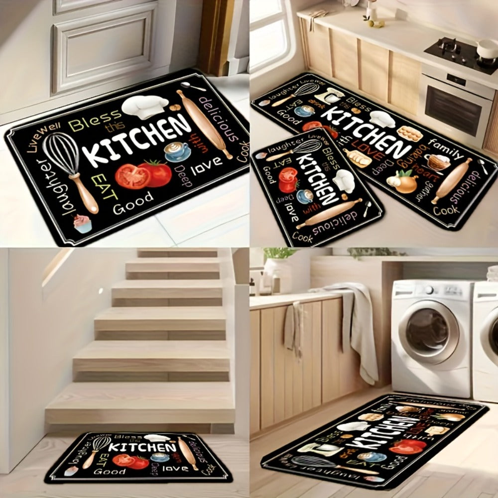 Diatomaceous Earth Kitchen Mat Set 2pcs - Non-Slip Soft Floor Mats for Kitchen Bathroom Bedroom Hallway, Dark Gray, Machine Washable - product image 2