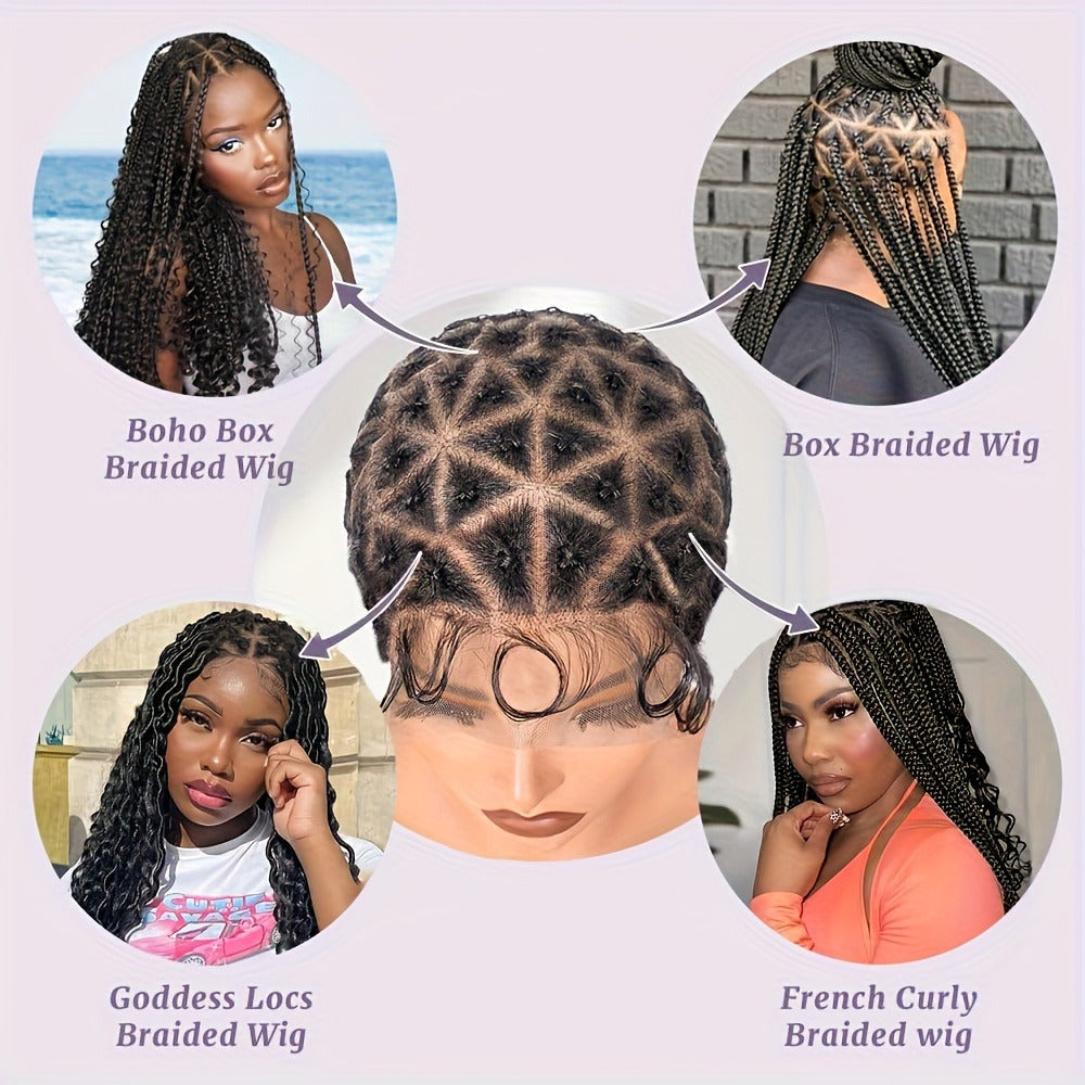 Braided Wig Cap Double Full Lace with Baby Hair Glueless Breathable Adjustable 22 Inch | 81-120 Sections Goddess Box Braid Faux Locs Passion Twist Crochet - product image 7