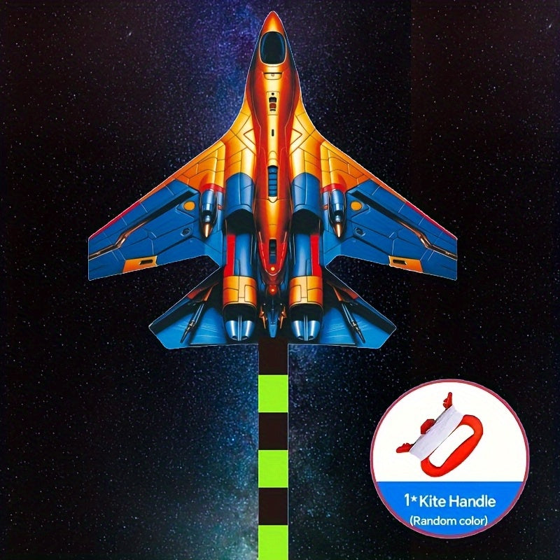 Large Fighter Plane Kite 200cm+ Polyester | Colorful Stunt Kite for Adults & Kids, Outdoor Flying Fun at Beach Park & Open Fields, Easy to Fly, Vibrant Mixed Color Design