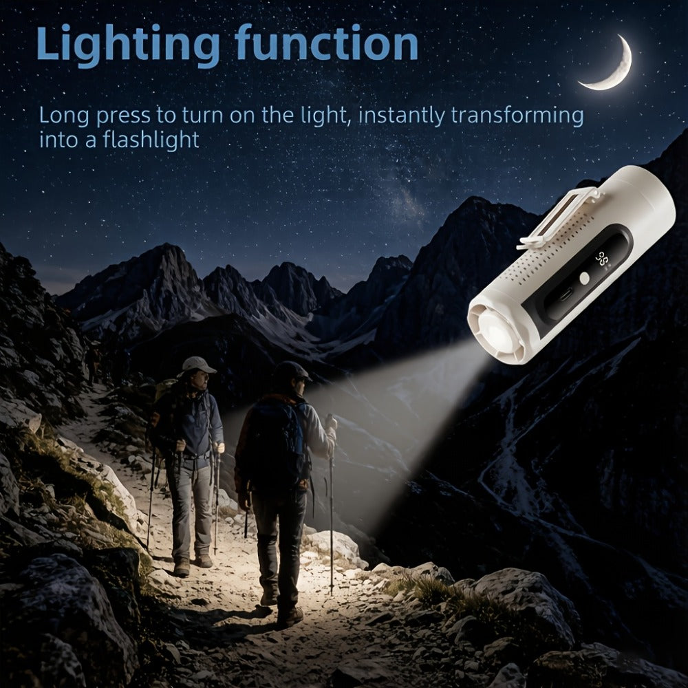 Turbo Handheld Fan 20000RPM Metal Cooling Plate 5-Speed Type-C Rechargeable Portable Mini Fan with LED Battery Display Waist Clip Flashlight for Travel Outdoor - product image 9