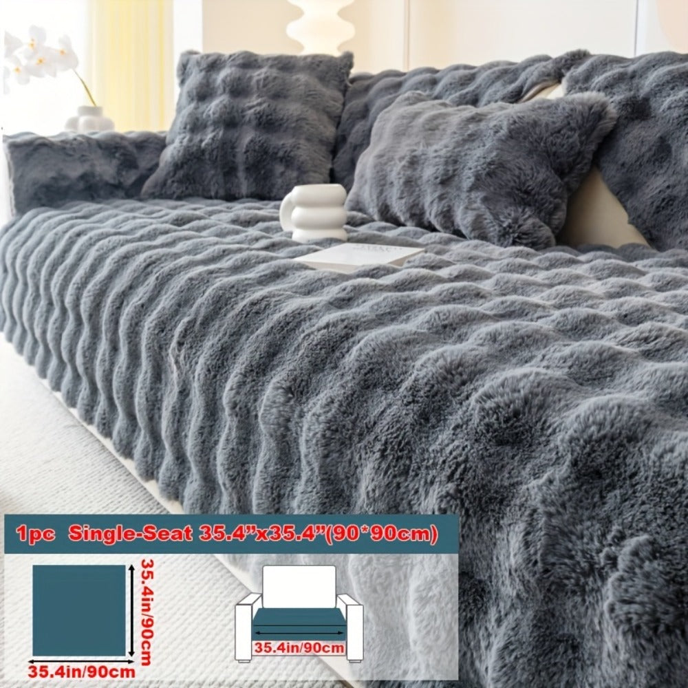 Faux Rabbit Plush Sofa Cover Winter Warm Thickened Anti-Slip Pet Friendly Cushion Protector for Living Room Bedroom Office 1 2 3 4 Seater - product image 3