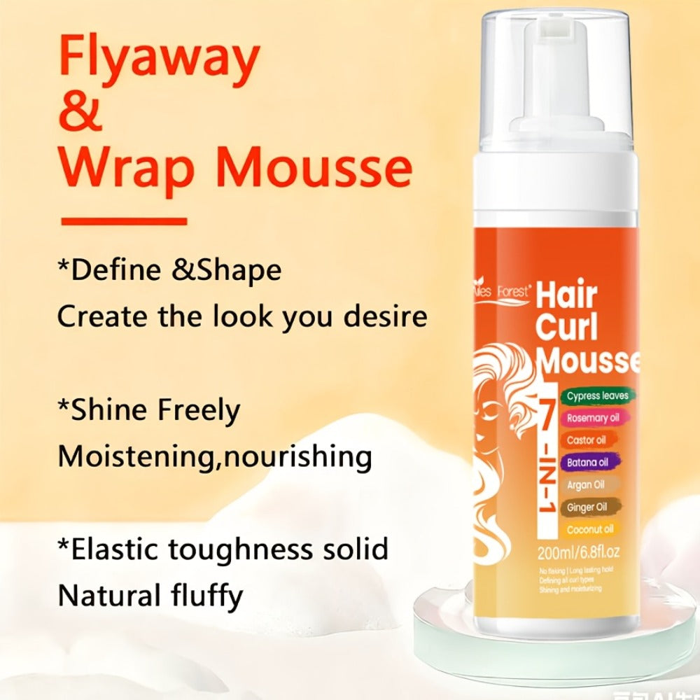 Curl Defining Hair Foam Mousse 200ml Moisturizing Smoothing Styling for Natural Fluffy Elastic Curls | Frizz Control for Wavy Coily Hair | Men & Women 6.76oz - product image 5