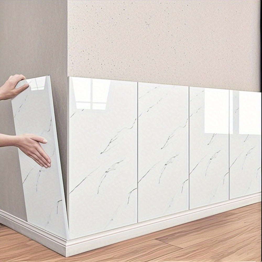 Marble Peel and Stick Wall Panels Self-Adhesive 3D Decorative Tiles - Glossy Marble Sheets for Bathroom Kitchen Living Room - Removable Vinyl Planks White Grey Black Imitation Ston - product image 4