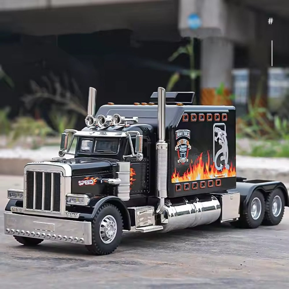 Semi Truck Toy 1:24 Scale Die-Cast Metal Pull-Back Alloy Semi-Trailer Truck with Trailer – Heavy Duty Truck Model Collectible Ornament for Kids Boys Ages 3+ - product image 10