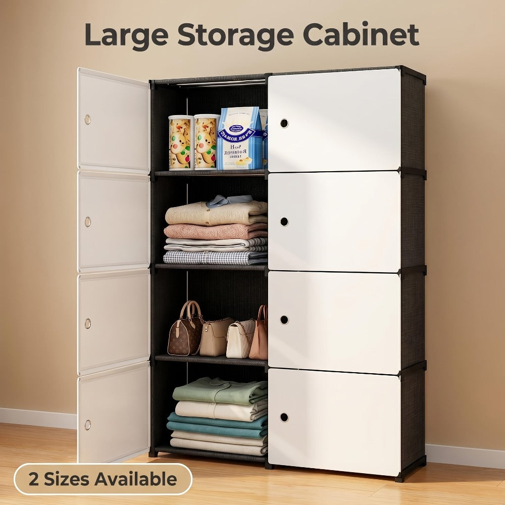 Modular Storage Cabinet with Magnetic Door, 3-Tier & 4-Tier Closet Organizer, Large Capacity Wardrobe Storage Unit, Dust-Proof Odor-Free Stackable Shelves, Easy Assembly for Bedroo - product image