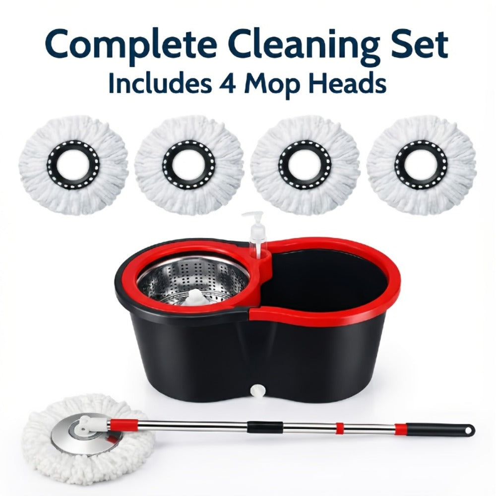 Spin Mop and Bucket Set 360° with 4 Microfiber Mop Heads – Wringer Bucket Floor Cleaning Kit for Hardwood Tile Laminate – Spinning Mop System Home Kitchen - product image 2