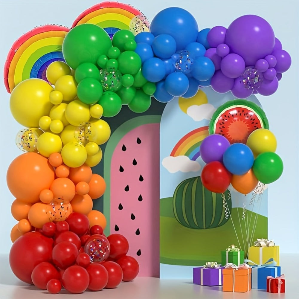 DIY Balloon Garland for Birthday Baby Shower Wedding Bridal Shower Graduation & Holiday Party Decorations | Balloon Arch Kit 422 Pcs Rainbow Matte Latex Balloons in 4 Sizes 5" 10" 12" 18"