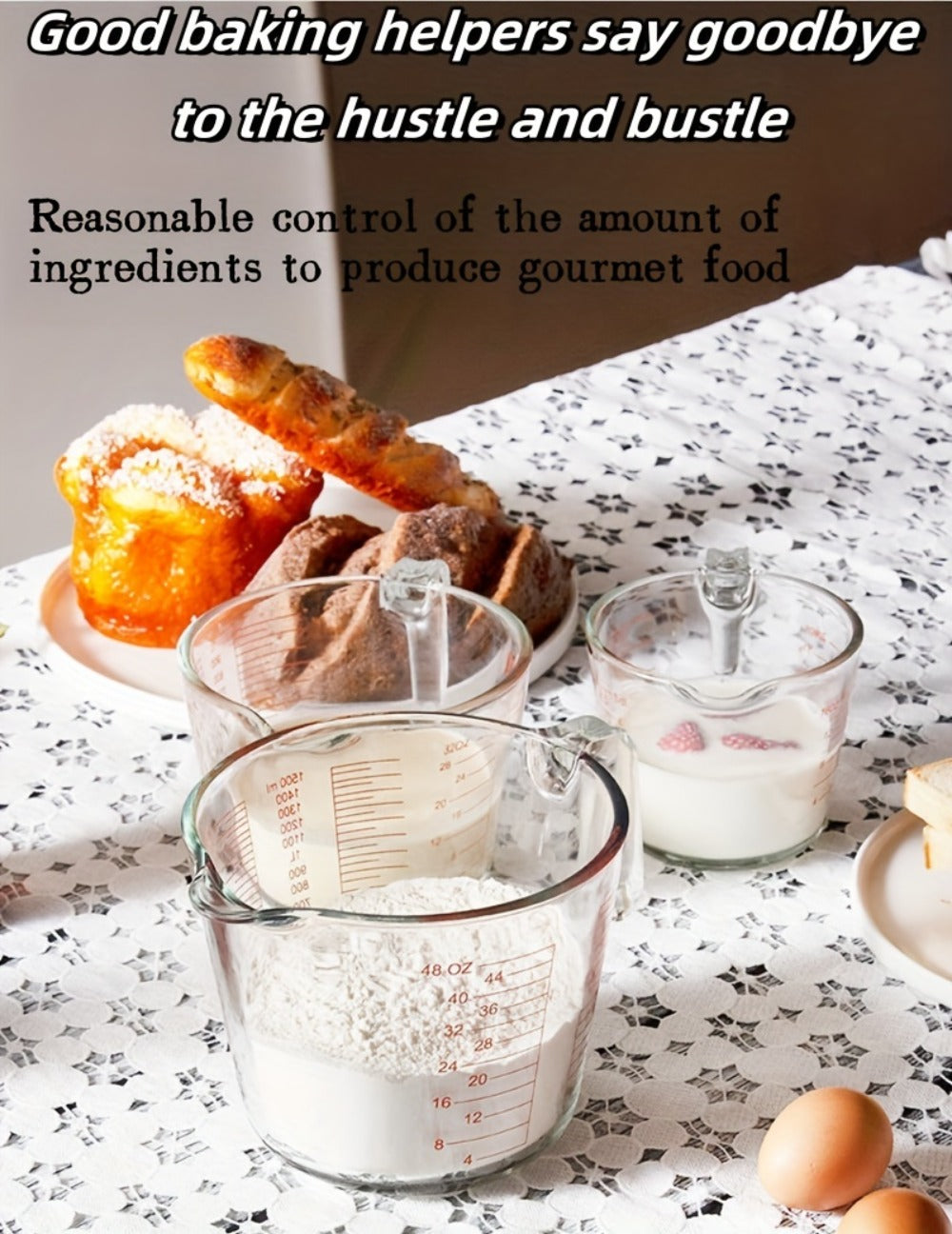 Tempered Glass Measuring Cup Set with Coffee Cups, Borosilicate Glass Liquid Measuring Cups for Kitchen Baking Cooking, Dishwasher Safe, 4PCs or 9PCs - product image 15