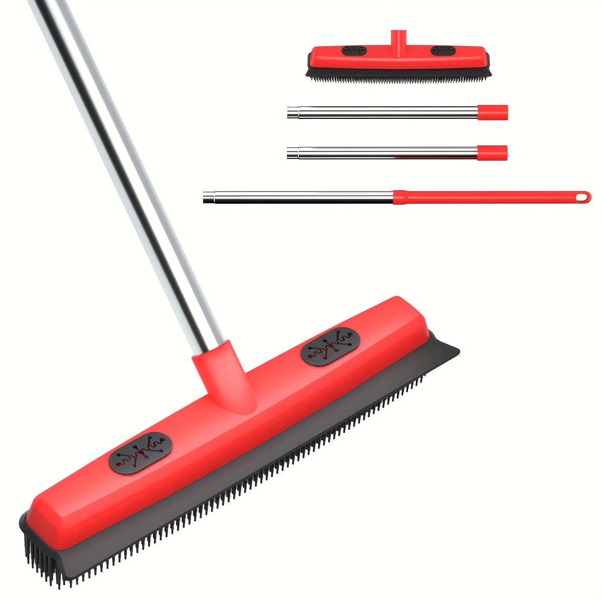Pet Hair Removal Broom 2-in-1 Silicone Rubber Bristle Broom & Squeegee | Anti-Static Pet Fur Cleaner for Carpet, Hardwood & Tile Floors, Ideal for Dogs & Cats