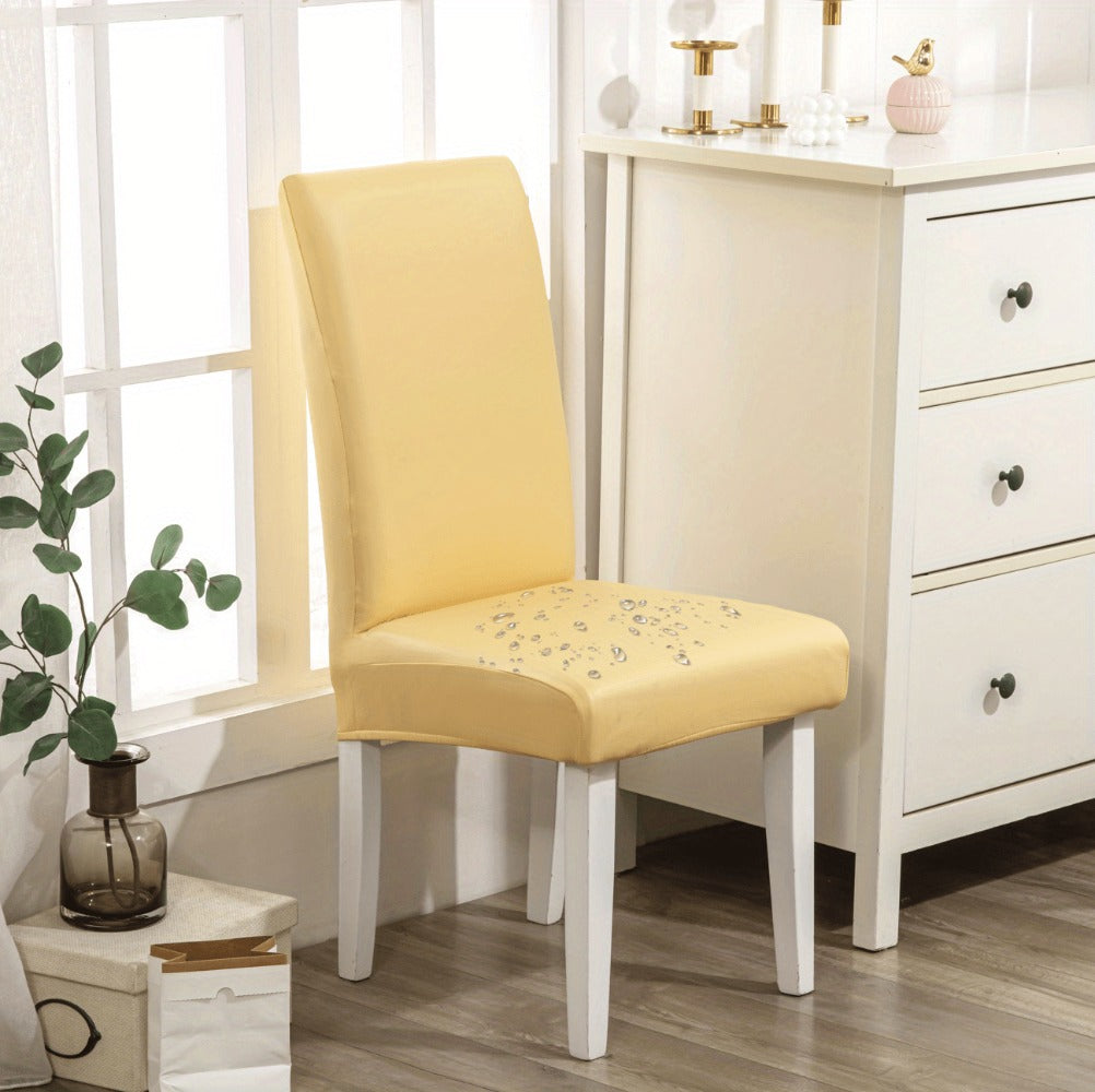 Dining Chair Covers Set of 4 6 Waterproof PU Leather Stretch Slipcover Oil Proof Universal Fit Chair Protector for Dining Room Kitchen Hotel Home Decor - 9 Colors - product image 26