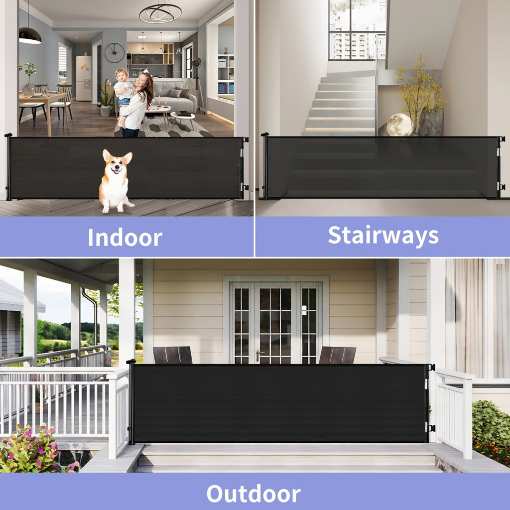 Extends 55" to 197" Wide, Child Safety Gate for Doorways Stairs Hallways, Indoor & Outdoor Use, Black / White / Gray, 6 Size Options – Retractable Baby Gate - product image 9