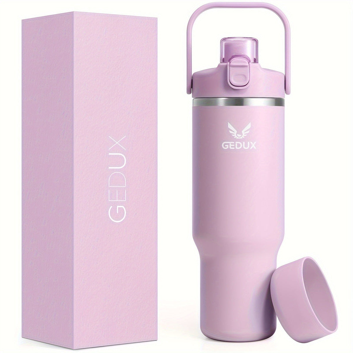 Stainless Steel Tumbler with Handle and Straw Vacuum Insulated Water Bottle 2-in-1 Lid Chug Lid Straw Lid Silicone Boot Matte Finish Gift for Women Men Christmas for Home Cooking